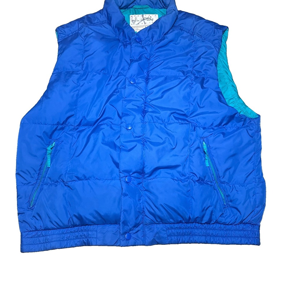 Vintage Mountain Classics L.L. Bean Puffer Vest Men's XL Blue Teal Goose Down